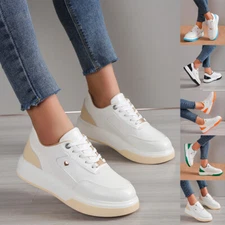 Women's Flatform Comfy Walking Casual Flats Shoes Lace Up Ladies Sneakers Loafer