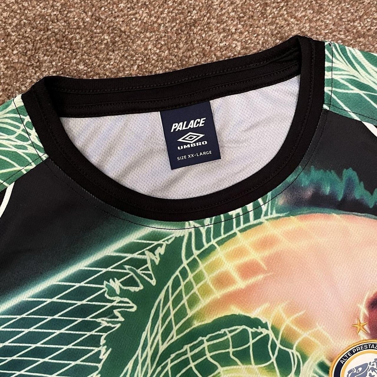 PALACE UMBRO 3RD GOALIE Football Soccer SHIRT Top BLACK NEON