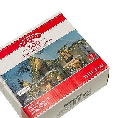 Holiday Time 300 CLEAR Icicle Style Mini String Lights 18 LF White