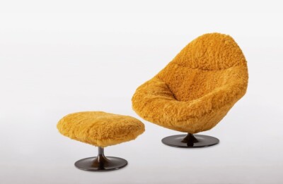 Fendi Casa Groove & Groovy Armchair Shearling Fur Yellow New