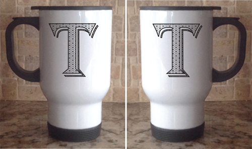 Travel Coffee Mug Stainless Steel White Monogram Personalize Alphabet Letter A-Z - Picture 60 of 64