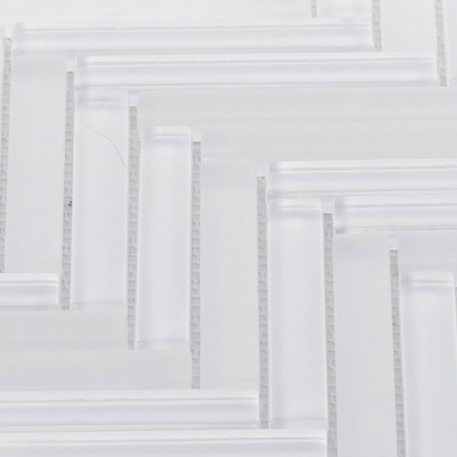 White Crystal Glass Herringbone Mosaic Tile Kitchen Bathroom Wall Backsplash - Picture 3 of 21