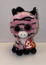 TY Beanie Boos  2015 ZOEY Pink/Black Zebra w/ Glitter Eyes 6" inch Plush  NWT 