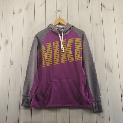 Nike Hoodie Womens Medium Multicolor Sweatshirt Therma Fit Pullover Thumb  Holes | eBay