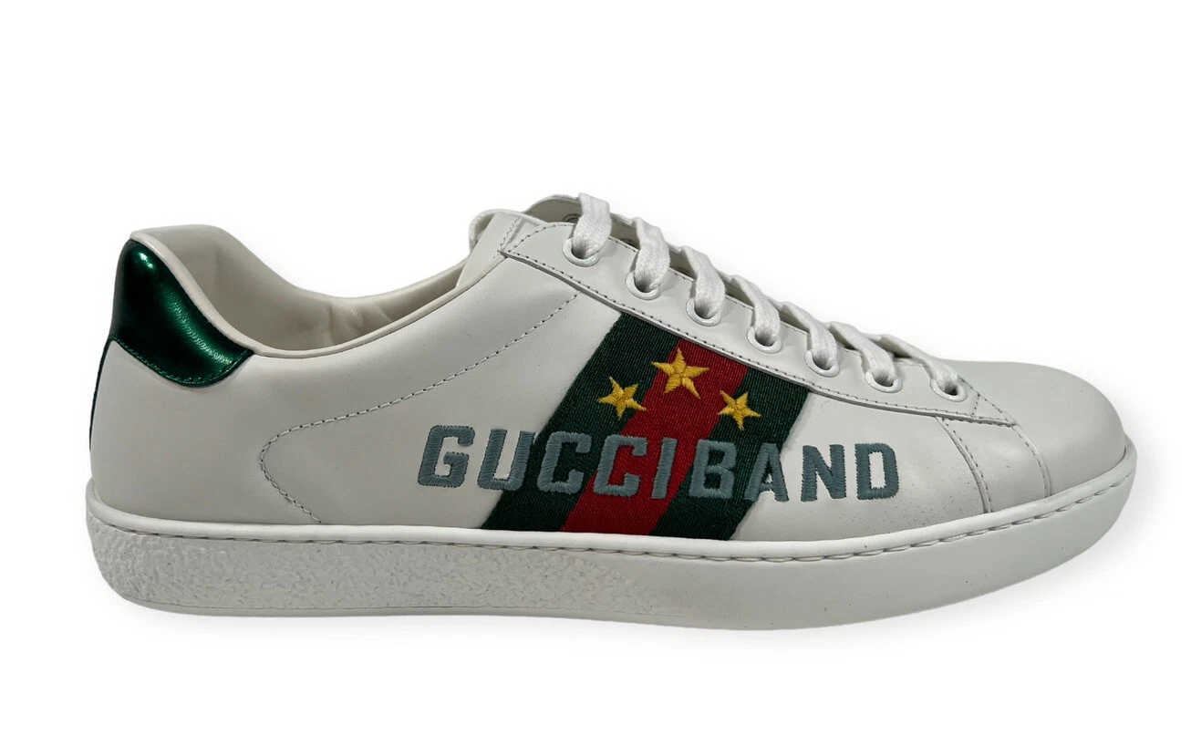 Baskets Gucci en cuir blanc Gucci Band taille US 12, fabriquées en Italie
