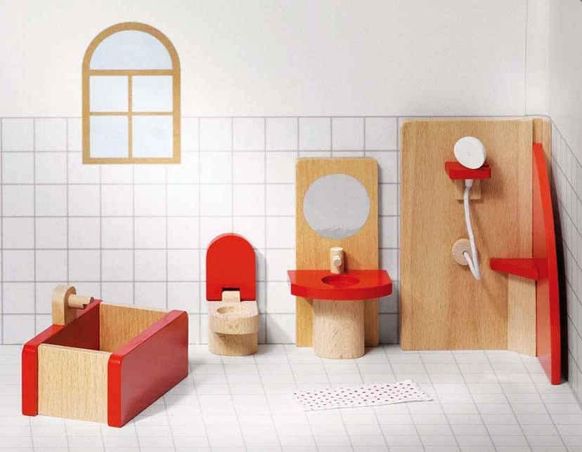 Goki Basic 51717 Badezimmer Holz Puppenhaus Möbel
