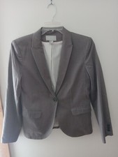 H M Women's Lined One Button Long Sleeve Gray Blazer Size 12