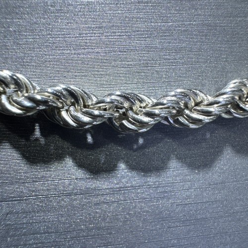 Rope Chain Real 925 Silver Necklace 20" ITALY MADE Stamped (11.5g)Rhodium Plated - Picture 2 of 9