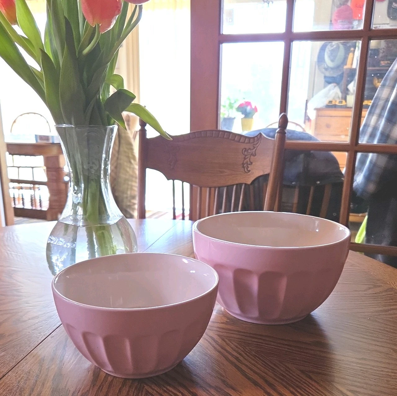 Williams Sonoma Ribbed Heavy Ceramic Nesting Mixing Bowls Pink SET Of 2
Opens in a new window or tab