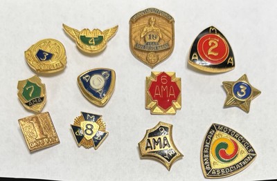 AMERICAN MOTORCYCLE ASSOCIATION & N.S.C. 18 YEAR SAFE DRIVER AWARD LAPEL PINS