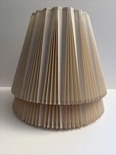 12" Stiffel Lamp Shade Matched Pair Pleated Fabric Beige Vintage MCM Empire