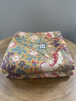 WILLIAM MORRIS Pillow Shams Standard Sz Strawberry Thief Ochre 2 PC Set Quilted