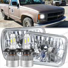Pair 7x6 5x7 Led Headlights For Chevy C1500 C2500 C3500 K1500 K2500 1988-1999