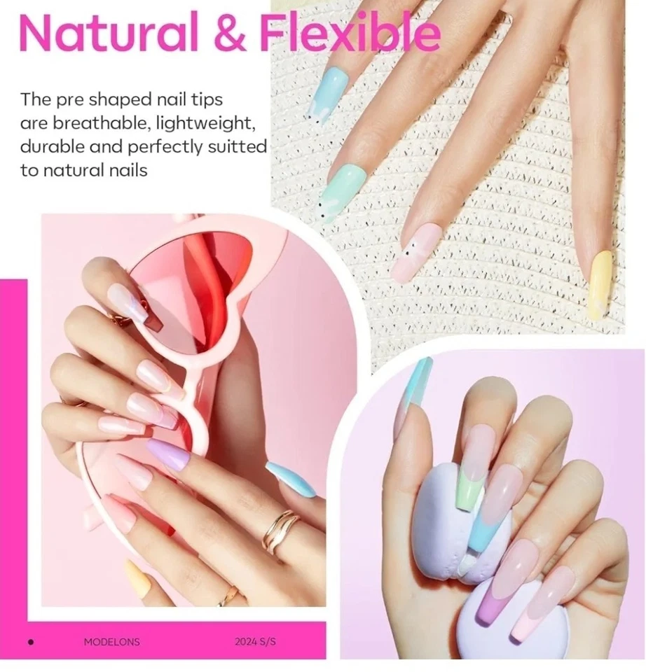 Kit de uñas de gel, puntas de uñas y pegamento Kit de gel con pegamento 9 en 1, ataúd largo de 500 piezas Foto 2 de 4