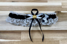 Single Soccer white and black Wedding Garters