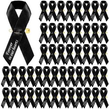 50 Pcs Funeral Ribbons Memorial Ribbon Funeral Pins Classic Memorial Service ...