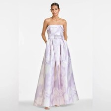 Sachin Babi Lavender Ivory Ikat Strapless Brielle Gown Size 14 850 Less Belt