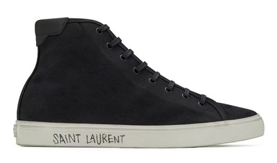 Saint Laurent Men's Malibu Logo Leather Canvas Black High Top Sneakers