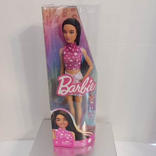 Barbie Fashionistas bambola 215 in rosa con stampa stelle camicia e gonna nuova - Foto 3 di 9