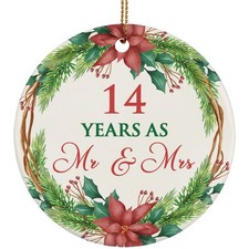 14th Weeding Anniversary Ornament 14 Years As Mr Mrs Christmas Gift Tree Decor