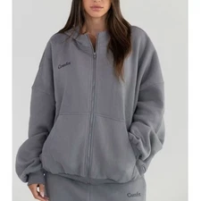 Comfrt Unisex Wolf Gray Cloud Zip Hoodie Size 2XL