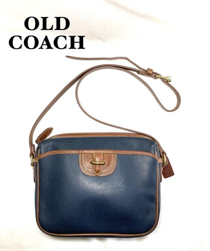 COACH CHARLSTON BAG Leather Shoulder Bag, Two-Tone Navy/Brown, From Japan - Picture 12 of 24
