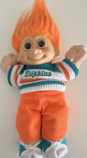 Vintage 10in Trolls Troll Doll Orange Straight Hair Blue Eyes Soft Body Outfit