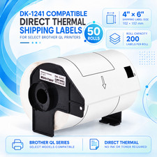 DK-1241 Large Shipping Labels 4 x 6 Inch 200 Labels/Roll QL-1050N QL-1100 50Roll