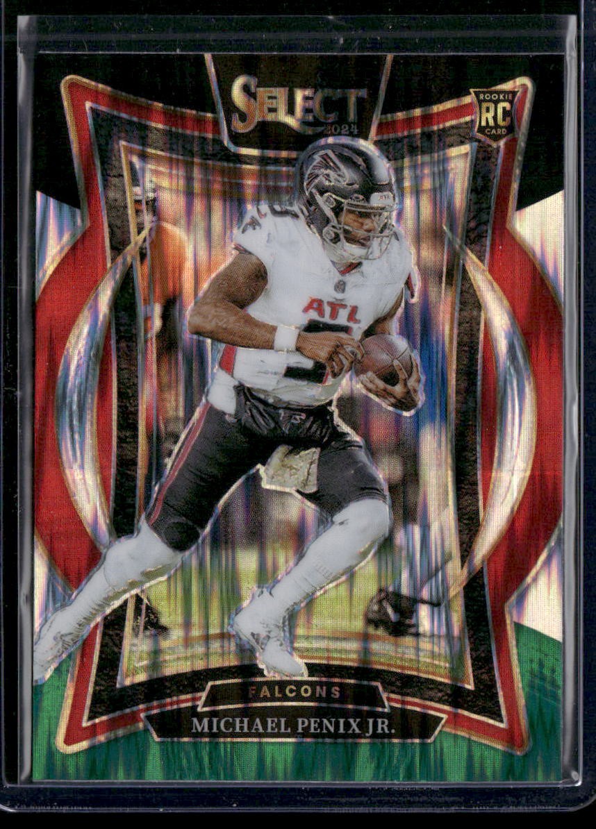 2024 Panini Select #80 Michael Penix Jr. Black & Green Prizm Shock