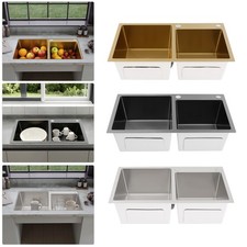 304 Stainless Steel Sink, Drop-In Kitchen Sink, Modern Double-Bowl Kitchen Sink