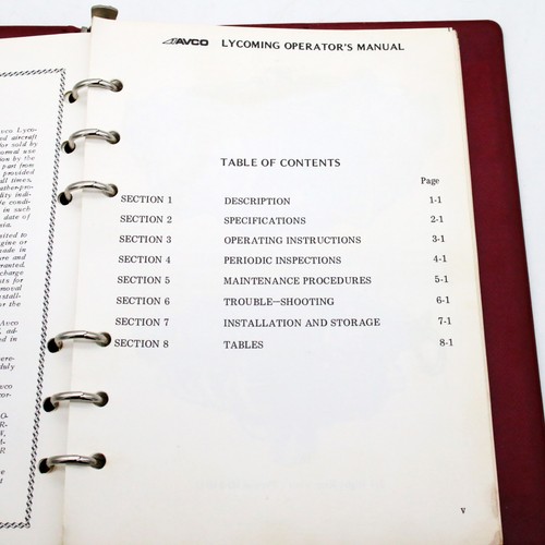 Avco Lycoming Aircraft Engines Operators Manual O-540 HO-540 HIO-360 Series - Picture 6 of 10