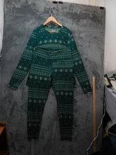 Terramar Merino Woolskins Base Layer Set Mens XL Green Snowflake Thermal