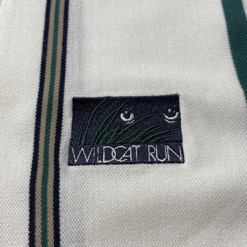 Vintage 90s Vertical Stripes Polo T-Shirt Men’s Medium White Green Hipster Eyes - Picture 4 of 8