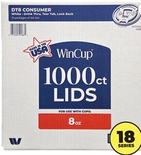 WinCup Foam Plastic Lids for 8 Oz 1000 Ct White SAMEDAYSHIP 