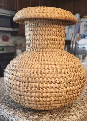 Handwoven Basket Vase Vintage Style