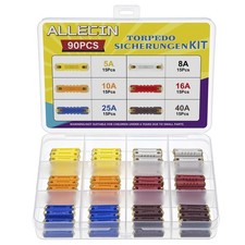 ALLECIN 6 Values Torpedo Fuses Kit 5A 8A 10A 16A 25A 40A European White