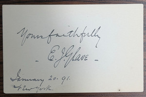 Signed Card Edward James Glave (1863-1895) writer and journalist (2.5x4")