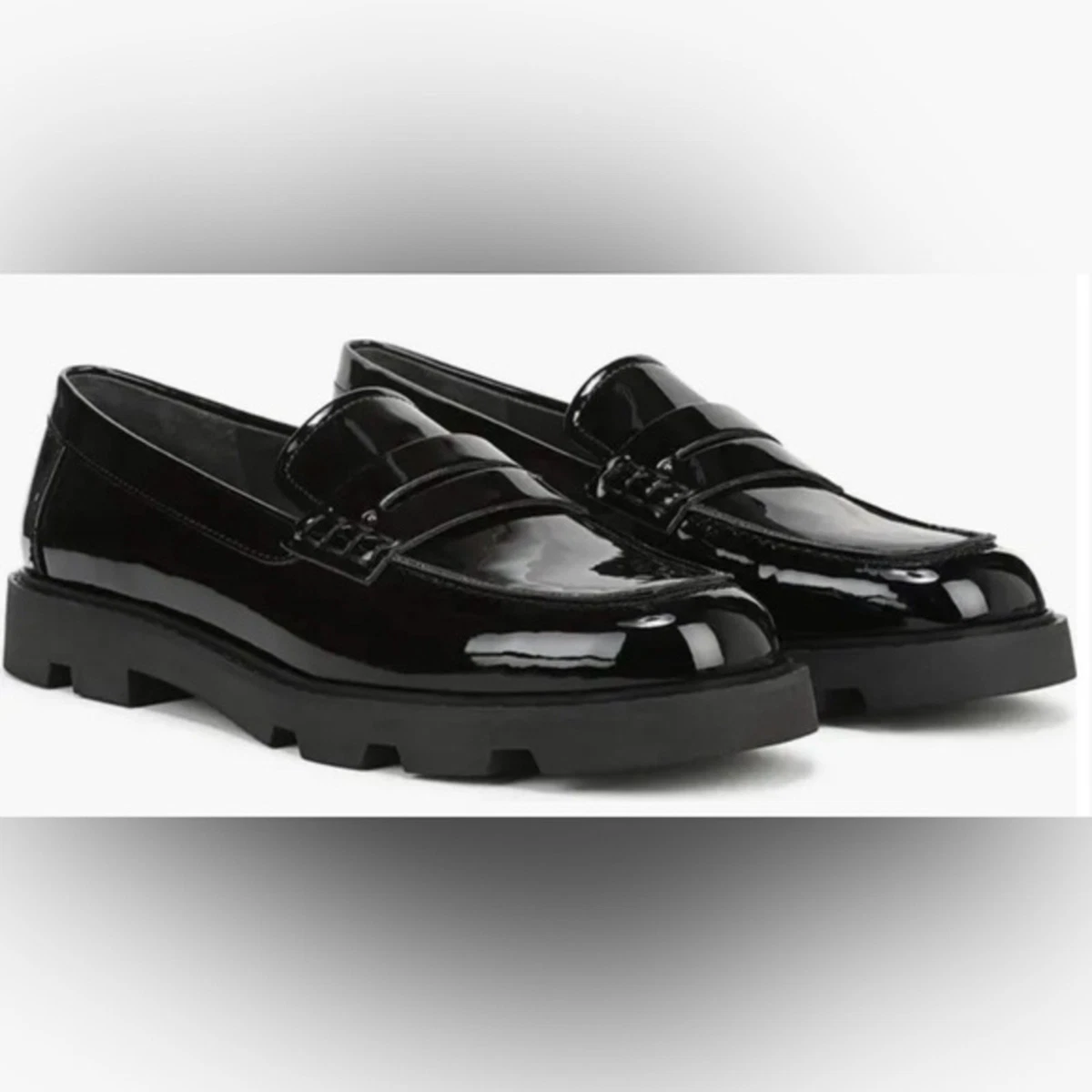 Franco Sarto Black Patent Leather Chunky Sole Loafers Size 7 Franco Sarto Patent Leather Women main image 4
