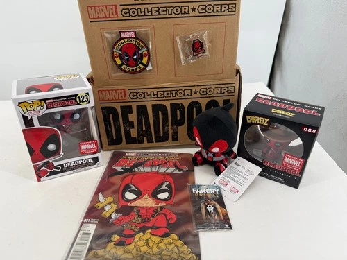 Marvel Collector Corps Deadpool Box Lot – Funko Pop, Dorbz, Comic, Pins (No Shir