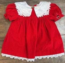 VTG 80s Jo Lene Red Velvet Lace Babygirl Christmas Dress Dress 18 months