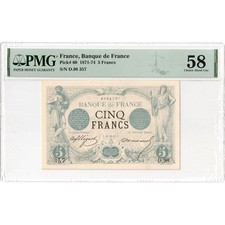 Frankreich, 5 Francs, Noir, 1872-01-11, D.98, AU 58, PMG