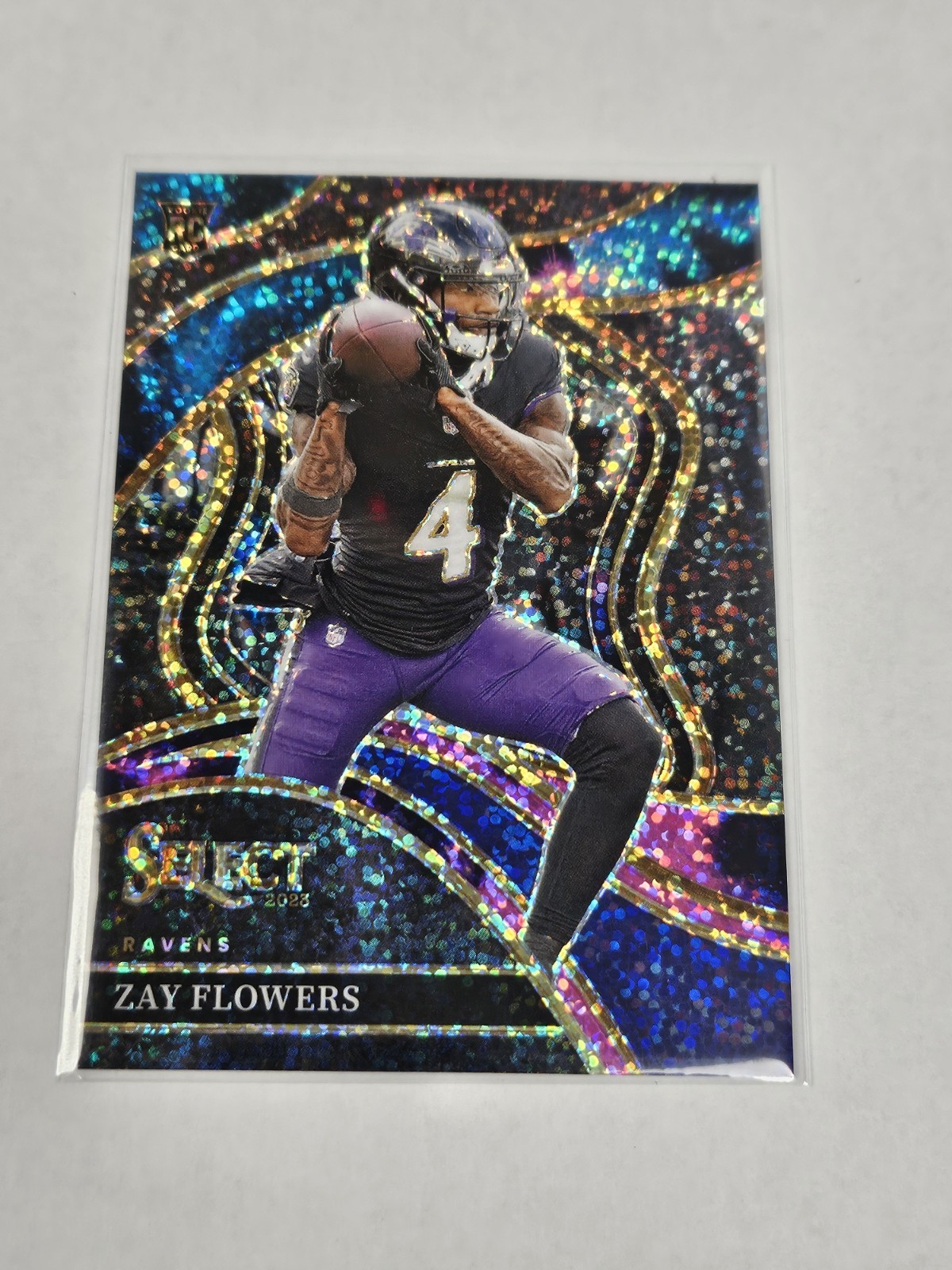 2023 Panini Select - Club Level Zay Flowers #201 Cosmic Prizm (RC)