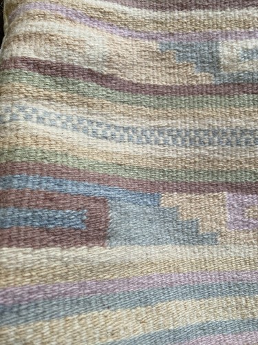 Vintage Kilim Wool Pillow Cover Southwestern Tribal 17” X 16” Cotton Back - Picture 5 of 13