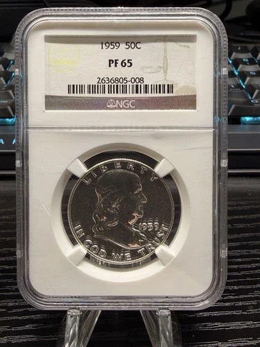 1959 Franklin Half Dollar NGC PF 65 US Constitutional Silver Slab Pure Luster!