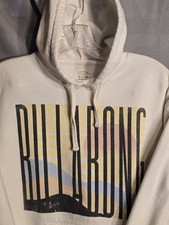 Billabong Hoodie Womens XS Cream Graphic Pullover Surf Logo Fleece Pocket