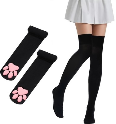 Cat Paw Oberschenkelhohe Socken Overknees Kawaii 3D Katzen Socken Cosplay