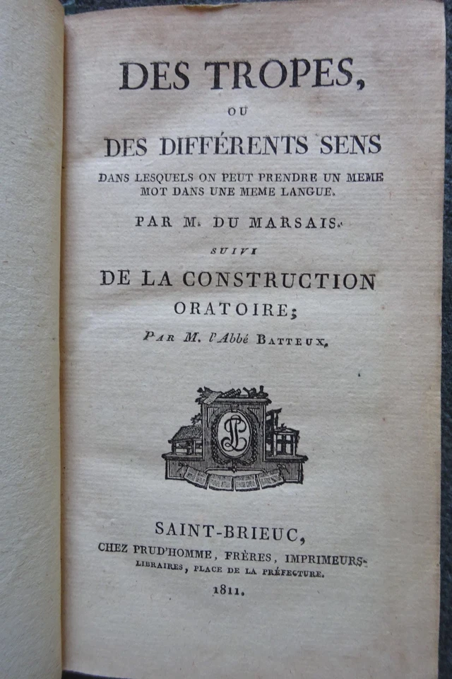 DU MARSAIS-DES TROPES-DIFFÉRENTS SENS DES MOTS + DICTIONNAIRE FRANÇAIS-1800 - Photo 2/4