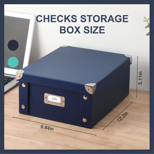 2 Pcs Inch Checks Storage Box with Lid Document Boxes Document Bin Banker Box... - Picture 2 of 7