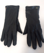 Vintage Isotoner by ARIS Gloves Women Black Leather Top Spandex Palm One Size