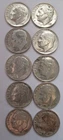 1955 to 1959 P & D Silver Roosevelt Dime set, 10 Different Circulated Dimes